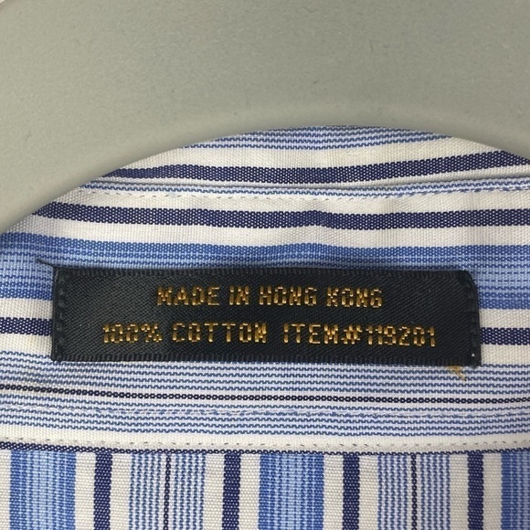 Alexander Julian Striped Long Sleeve Button Down Collar Shirt Men's XXL Blue - Picture 7 of 8